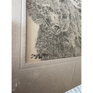 Vintage Janet W. Casey Calligraphy Print – Bear & Native Wisdom Quote Wildlife